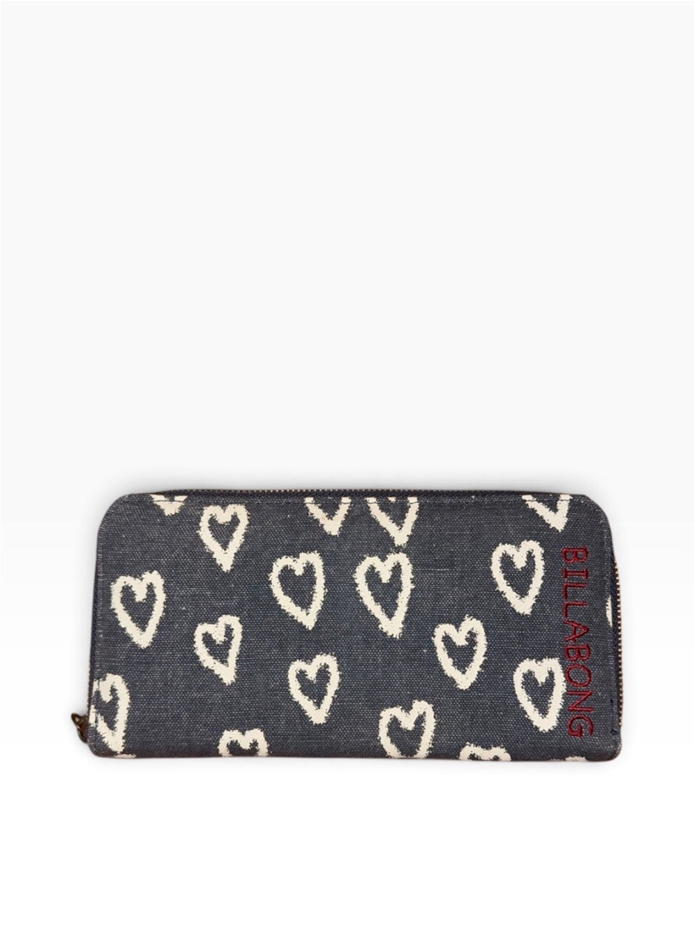 Billabong Navy Heart-Print Zip Wallet with Red Logo